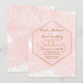 Invitation Rose Pâle & Or Éclaboussé Mariage Moderne (Devant / Derrière)