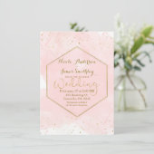 Invitation Rose Pâle & Or Éclaboussé Mariage Moderne (Debout devant)
