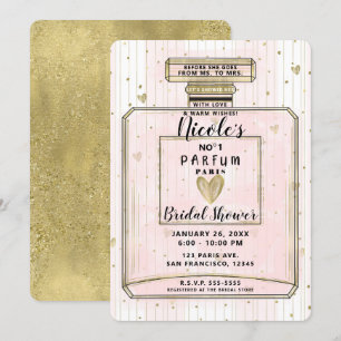 Invitation Rose Pâle & Or Paris Parfum Enterrement de Vie de