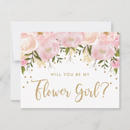 Invitation Rose Pâle Pastel Floral Sois Ma Fille Fleur (Devant)