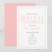 Invitation rose pâle pour une douche de mariage (Devant / Derrière)