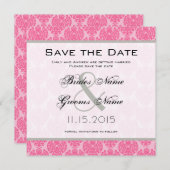 Invitation Rose Pâle Rose Chaud Mariage Damask Save the Date (Devant / Derrière)