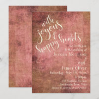Rose Pâle Rustique & Toile de Jute Typographie Vin