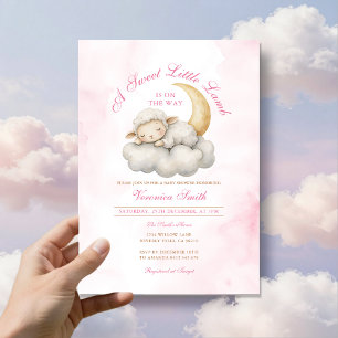 Invitation Rose pâle Un petit baby shower d'agneau