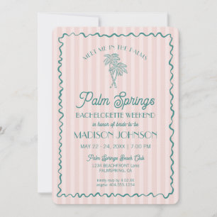 Invitation Rose Palm Springs Pastel Plage Enterrement de Vie 