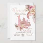 Invitation Rose Pampas Château Rose 1er Anniversaire (Devant)