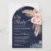 Invitation Rose Pampas poussiéreuse rose clair Arche bébé ble (Devant)