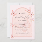 Invitation Rose papillon Baby shower d'arc en or (Devant)