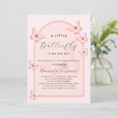 Invitation Rose papillon Baby shower d'arc en or (Debout devant)