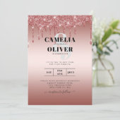 Invitation Rose Parties scintillant de goutte d'or Mariage mo (Debout devant)