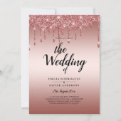 Invitation Rose Parties scintillant de goutte d'or Mariage mo (Devant)