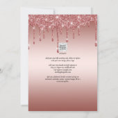 Invitation Rose Parties scintillant de goutte d'or Mariage mo (Dos)