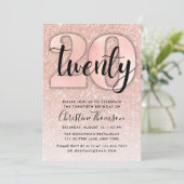 Invitation Rose Parties scintillant d'or 20e anniversaire Inv (Debout devant)