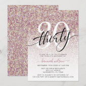 Invitation Rose Parties scintillant d'or 30e anniversaire de (Devant / Derrière)