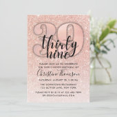 Invitation Rose Parties scintillant d'or 39e anniversaire Inv (Debout devant)