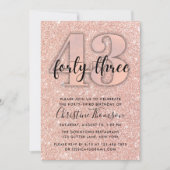 Invitation Rose Parties scintillant d'or 43ème anniversaire I (Devant)