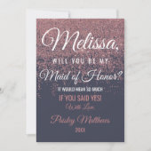 Invitation Rose Parties scintillant d'or étincelle marine ble (Devant)