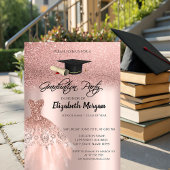 Invitation Rose Parties scintillant d'or Robe Graduation Cap 