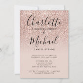 Invitation Rose Parties scintillant d'or Signature (Devant)