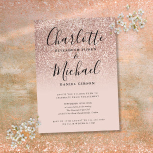 Invitation Rose Parties scintillant d'or Signature