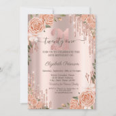 Invitation Rose Parties scintillant Drips Rose Gold 21e anniv (Devant)