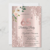 Invitation Rose Parties scintillant Drips Rose Gold 65e anniv (Devant)