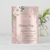 Invitation Rose Parties scintillant Drips Rose Gold 70e anniv (Debout devant)