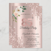Invitation Rose Parties scintillant Drips Rose Gold 85e anniv (Devant / Derrière)