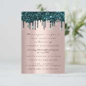 Invitation Rose Parties scintillant Fête des mariées Turquoi (Debout devant)