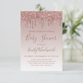Invitation Rose Parties scintillant Gold Baby shower virtuel (Debout devant)