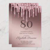 Invitation Rose Parties scintillant or 37 ans Surprise Inv (Devant / Derrière)