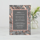 Invitation Rose Parties scintillant or acier gris marbre Mari (Debout devant)