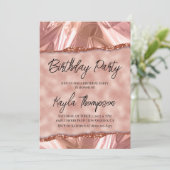 Invitation Rose Parties scintillant or Anniversaire Fête Invi (Debout devant)