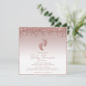 Invitation rose Parties scintillant or Baby shower (Debout devant)