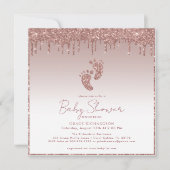 Invitation rose Parties scintillant or Baby shower (Devant)