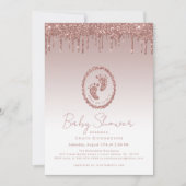 Invitation rose Parties scintillant or Baby shower (Devant)