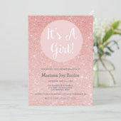 Invitation rose Parties scintillant or Baby shower (Debout devant)