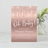 Invitation Rose Parties scintillant or Baby shower (Debout devant)