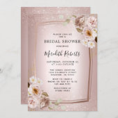 Invitation Rose Parties scintillant or Blush Ombre Fête des m (Devant / Derrière)