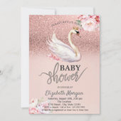 Invitation Rose Parties scintillant or Bokeh, Baby shower de  (Devant)