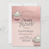 Invitation Rose Parties scintillant or Bokeh Cupcakes (Devant)