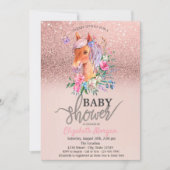 Invitation Rose Parties scintillant or Bokeh Floral Pony Baby (Devant)