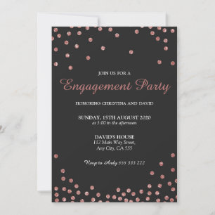 Invitation Rose Parties scintillant or Confetti