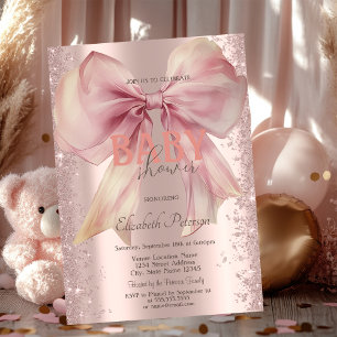 Invitation Rose Parties scintillant or Confetti Baby shower B