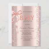 Invitation Rose Parties scintillant or Confetti Baby shower B (Devant)