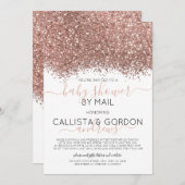 Invitation Rose Parties scintillant or Confetti Baby shower p (Devant / Derrière)