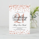 Invitation Rose Parties scintillant or Confetti Blanc 21e ann (Debout devant)
