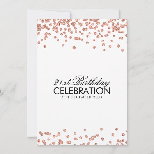 Invitation Rose Parties scintillant or Confetti Blanc 21e ann (Dos)