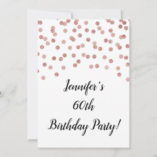 Invitation Rose Parties scintillant or Confetti Cheers à 60 a (Devant)