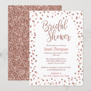Invitation rose Parties scintillant or Confetti Fê
